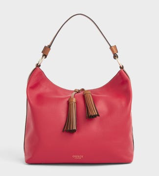 The Savanna Leather Hobo in lipstick red | OSPREY LONDON