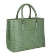 The Adaline Leather Workbag in matcha green croc print | OSPREY LONDON