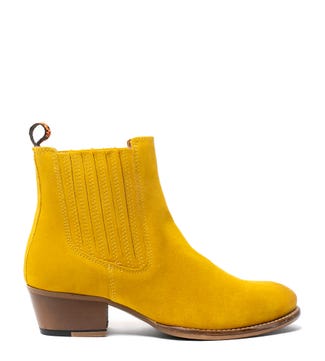 The Jane Heeled Suede Chelsea Boots in sunshine yellow | OSPREY LONDON  