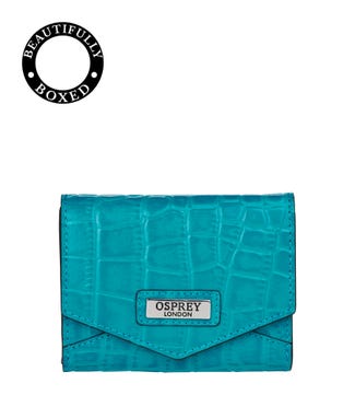 The Small Minster Leather Matinee Purse in aqua | OSPREY LONDON